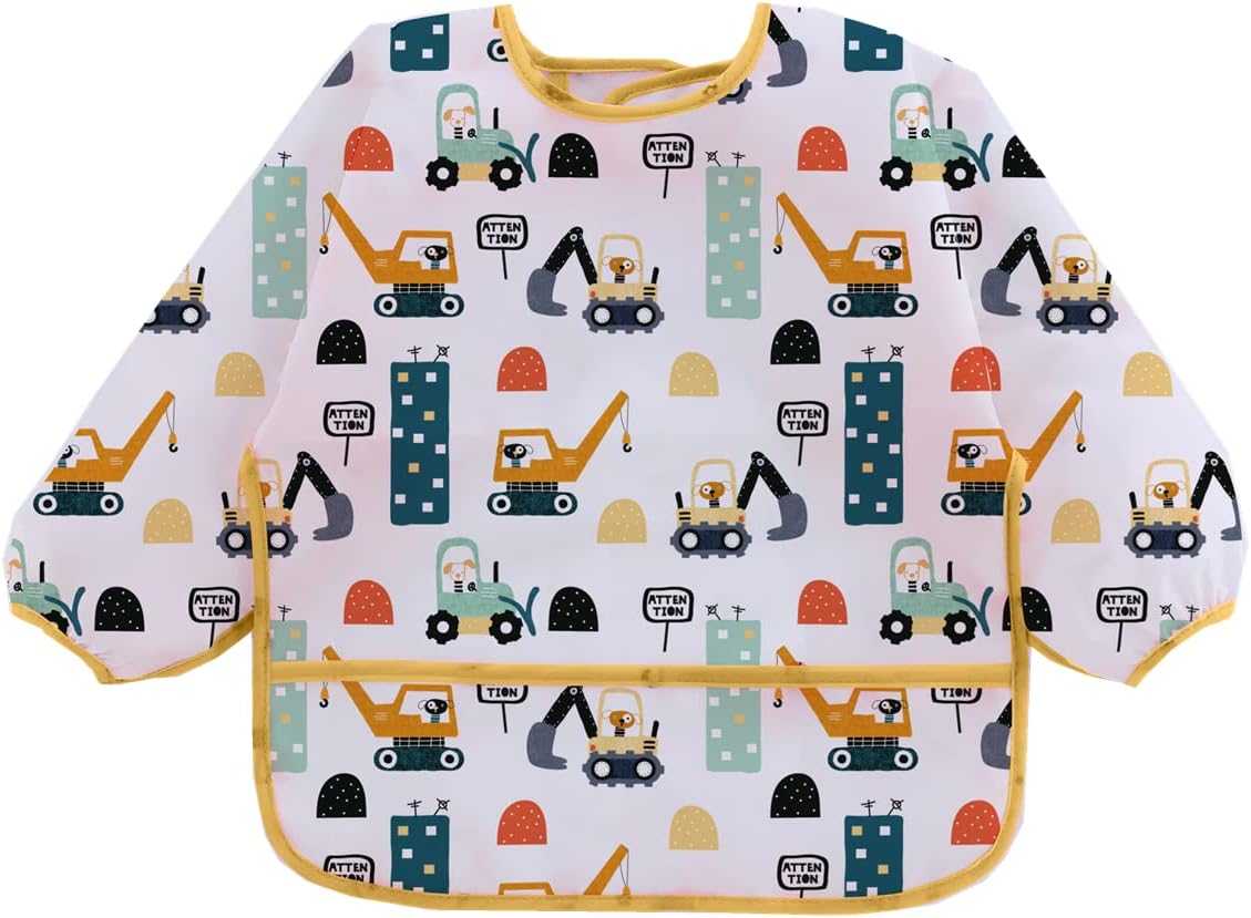 Haimoburg 3 Pcs Waterproof Long Sleeves Baby Bibs Weaning Smock Bib 3-24 Months - Image 2